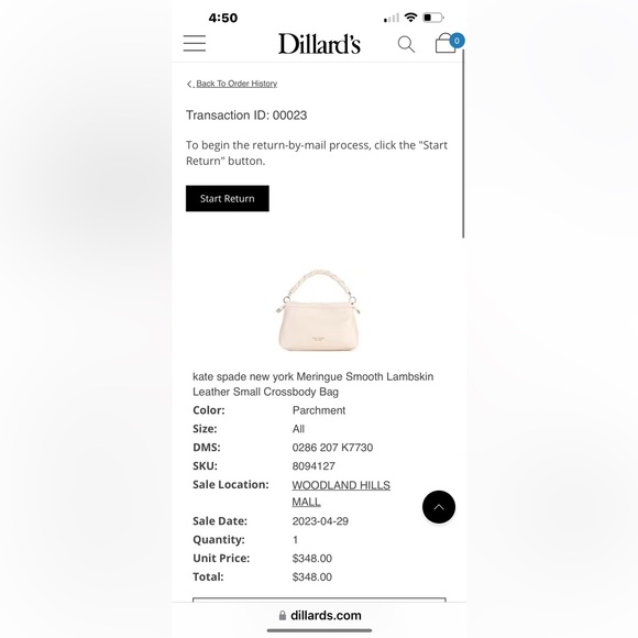 kate spade New York Parchment color lambskin cross body purse - Picture 9 of 10